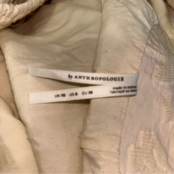 Anthropologie Cream textured Strapless Dress with Bow Detail - Picture 5 of 5